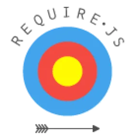 RequireJS logo is a target with an arrow below